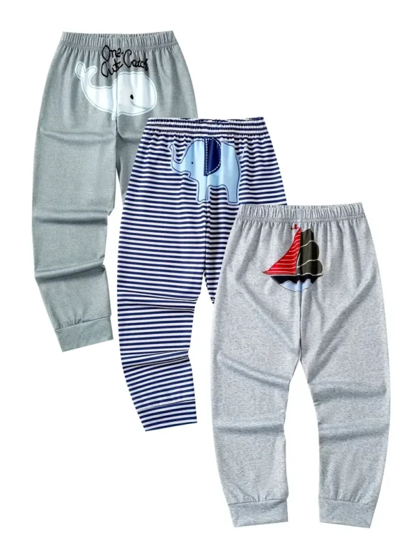 Pantalons à motif éléphant/baleine/bateau pour bébé, pantalons décontractés à taille élastique, vêtements pour tout-petits et bébés garçons