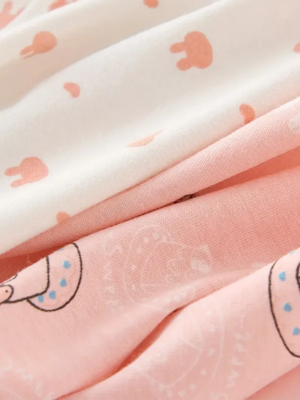 Lot de 4 slips en coton imprimés cerises, cœurs et lapins pour fille, culottes à motif dessin animé, ensemble de sous-vêtements doux et confortables, pour toutes les saisons - Image 5