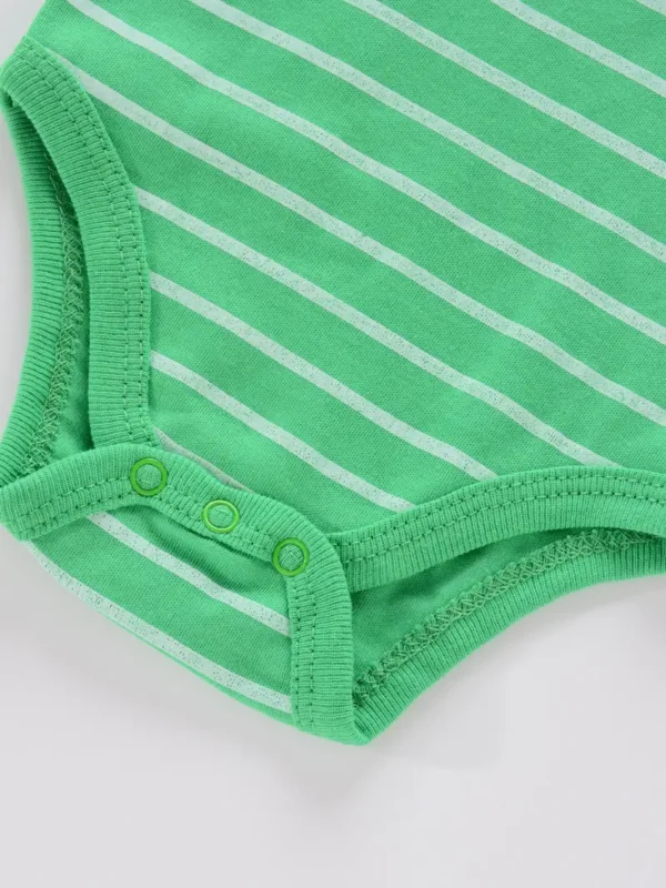 5pcs Nouveau-né Bébé Barboteuse en Coton, Mignon Dinosaure Imprimé Rayé Manches Courtes, Col Rond Body Grenouillères Pour Bébé Garçons, Vêtements Pour Tout-petits – Image 6