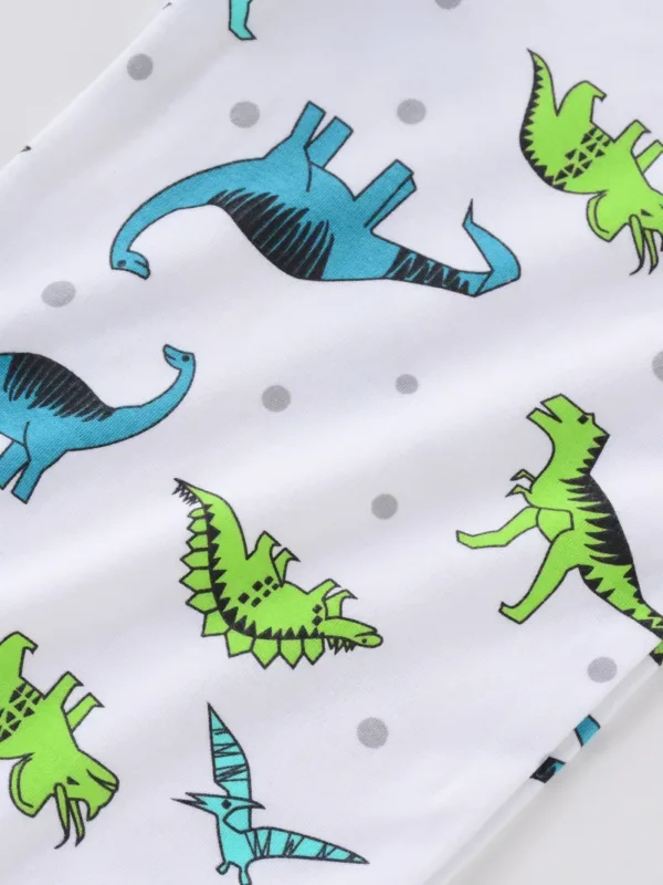 5pcs Nouveau-né Bébé Barboteuse en Coton, Mignon Dinosaure Imprimé Rayé Manches Courtes, Col Rond Body Grenouillères Pour Bébé Garçons, Vêtements Pour Tout-petits – Image 7