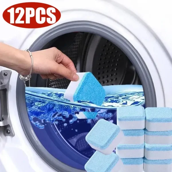 Lot de 12 comprimés effervescents nettoyants en profondeur pour réservoir d'eau de machine à laver, déodorant, outil de nettoyage ménager