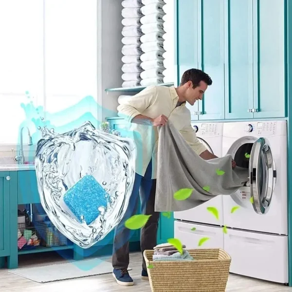 Lot de 12 comprimés effervescents nettoyants en profondeur pour réservoir d'eau de machine à laver, déodorant, outil de nettoyage ménager – Image 5