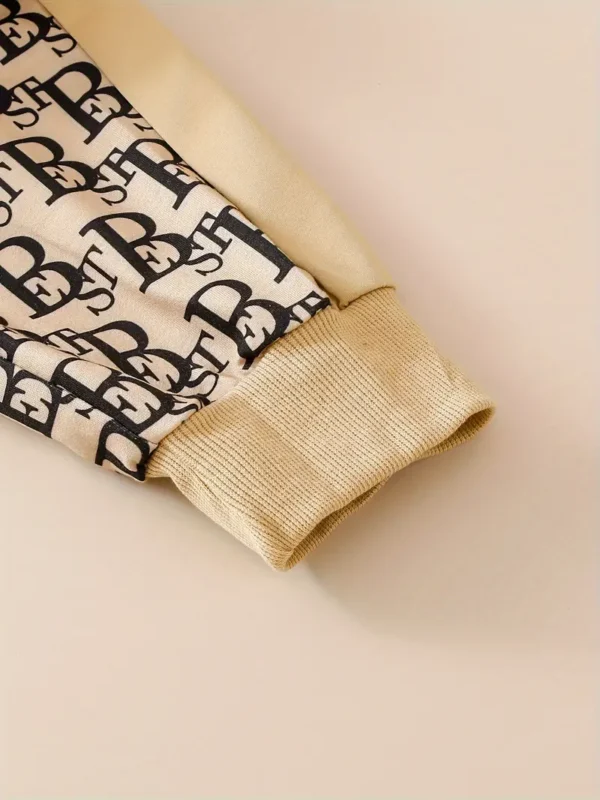 Ensemble de pantalons décontractés à manches longues pour enfants avec fermeture éclair, imprimé alphabet, tissu en polyester doux – Image 5