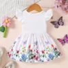 Robe pour bébé fille Robe pour bébé fille, robe à manches volantes avec imprimé fleur et papillon, vêtements pour bébé pour l'été 18 octobre 2024 Kotazando