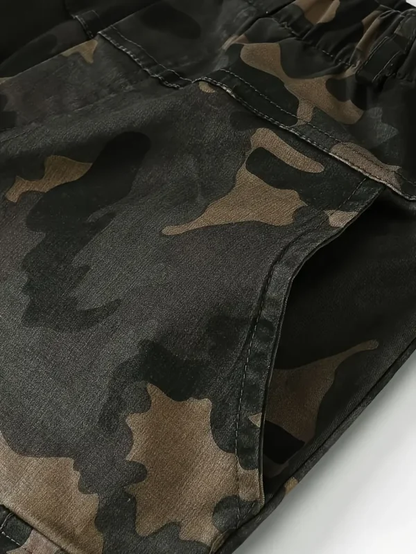 Pantalon cargo décontracté camouflage pour garçons, pantalon de jogging tendance à taille élastique avec poche, vêtements d'extérieur pour enfants - Image 3