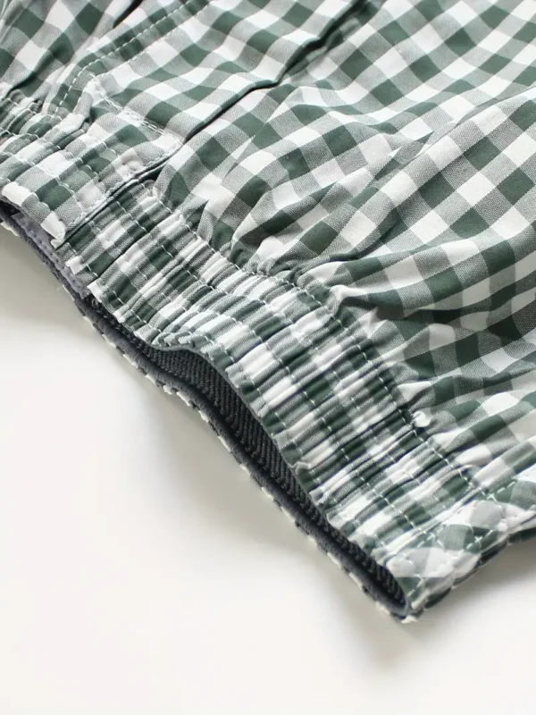 Lot de 3 boxers en coton pour garçon, motif vichy décontracté, coupe confortable et respirante, détails à boutons, tissu non extensible, toutes saisons - Image 3