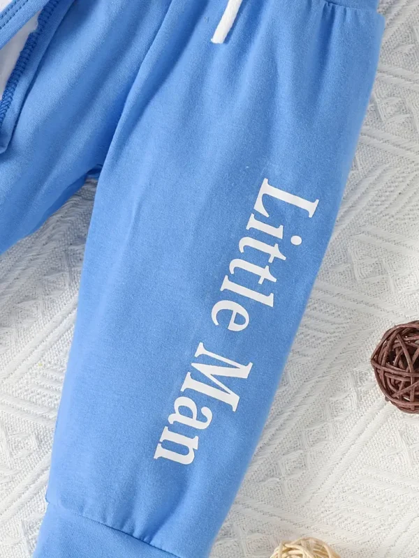 Ensemble 2 pièces pour bébé « New To The Crew » avec imprimé de couleurs contrastées, combinaison à manches courtes, chapeau et pantalon, vêtements pour bébé garçon – Image 4