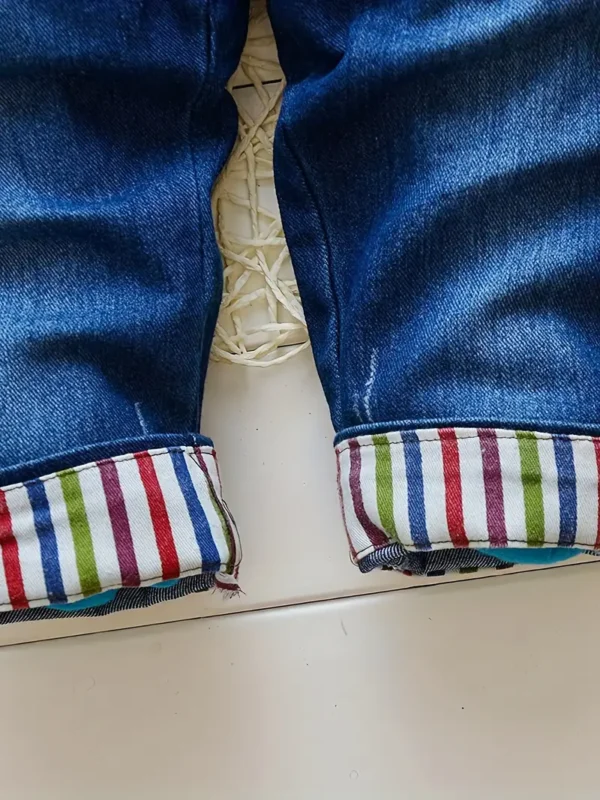 Pantalon en jean ajustable pour petit garçon, Salopette imprimée mignonne, Salopette en jean pour bébé - Image 5