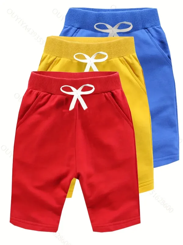 Lot de 3 shorts décontractés pour garçons, doux, confortables et respirants pour l'été, vêtements pour enfants