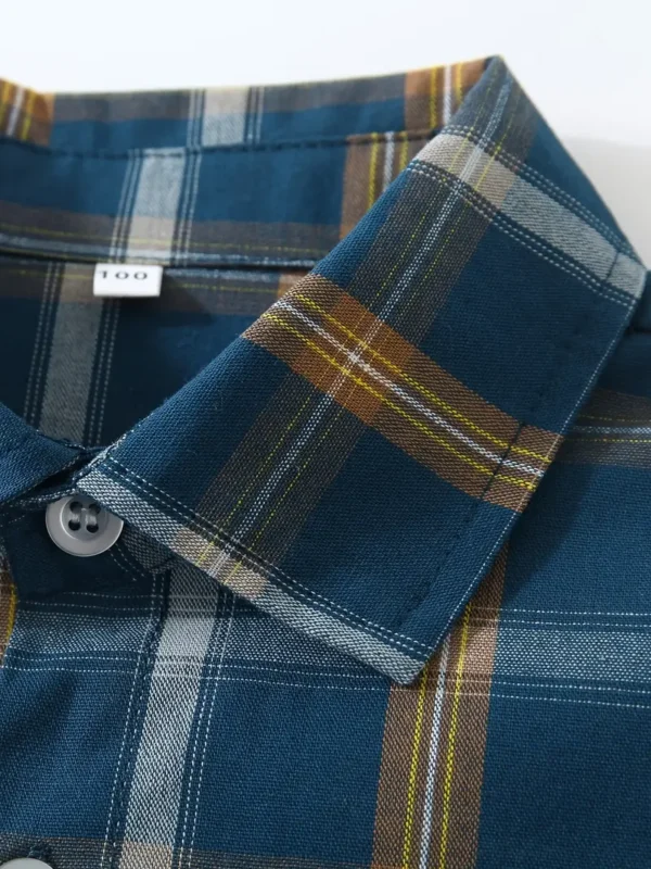 Chemise décontractée à manches longues et col à revers pour garçon, motif à carreaux, idéale pour un usage quotidien et extérieur, lavable en machine, haut toutes saisons – Image 4