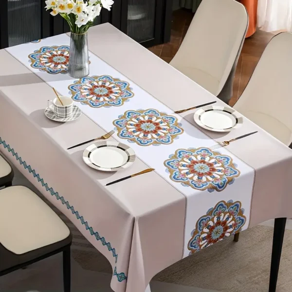 1pc 1pc, nappe à motif floral, imperméable, résistante à l'huile et lavable, nappe simple, table rectangulaire en PVC épais pour la maison, table à thé, style ethnique, décoration de la maison octobre 22, 2024 Kotazando