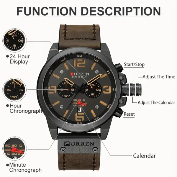 Montre de sport pour homme CURREN Montre de sport pour homme CURREN, montre-bracelet multifonctionnelle et étanche 4 octobre 2024 Kotazando