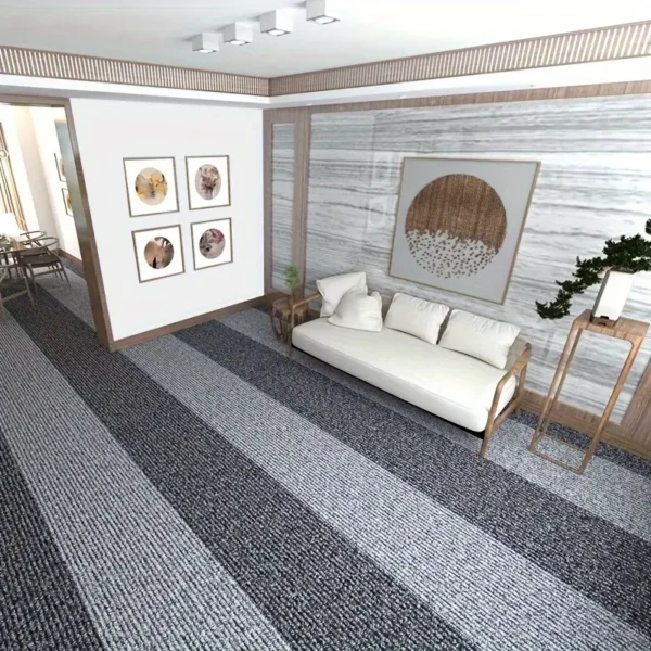 Dalles de moquette autocollantes carrées pour bureau et maison, tapis antidérapants en polyester avec envers en mousse, fabriqués à la machine, motif uni, Parfait pour la décoration de la chambre, du bureau et du porche (lot de plusieurs pièces) – Image 2