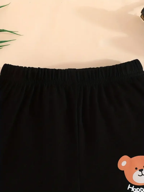 Lot de 3 shorts décontractés à imprimé Happy Bear pour bébé et tout-petit, bas confortables à taille élastique, vêtements pour bébé garçon - Image 3