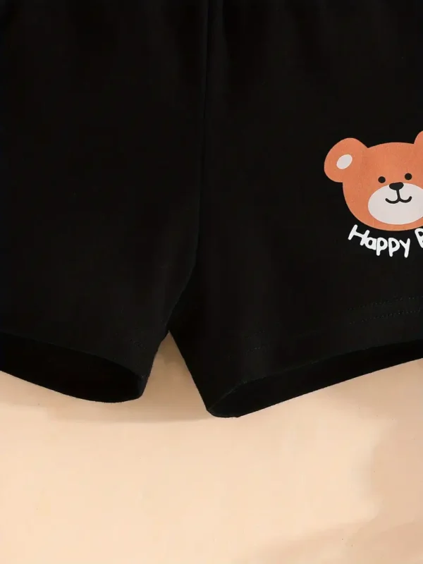 Lot de 3 shorts décontractés à imprimé Happy Bear pour bébé et tout-petit, bas confortables à taille élastique, vêtements pour bébé garçon - Image 5