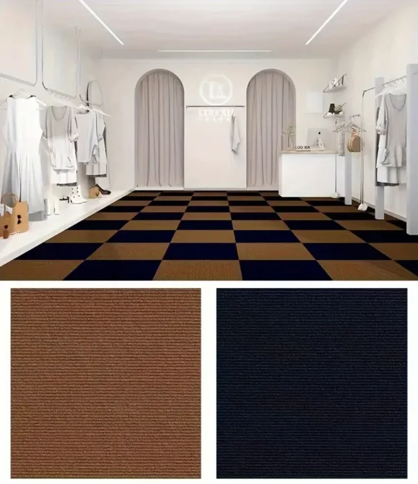 Dalles de moquette autocollantes carrées pour bureau et maison, tapis antidérapants en polyester avec envers en mousse, fabriqués à la machine, motif uni, Parfait pour la décoration de la chambre, du bureau et du porche (lot de plusieurs pièces) – Image 13