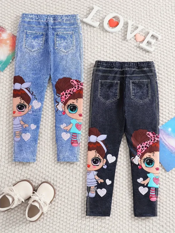 Ensemble de 2 pièces pour filles Ensemble de 2 pièces pour filles, pantalon élégant et décontracté avec imprimé dessin animé et cœur et imitation denim pour le printemps et l'automne octobre 30, 2024 Kotazando