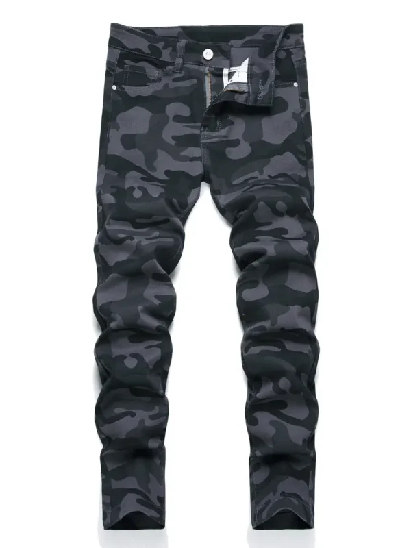Jean camouflage pour garçon, coupe slim, pantalon long en denim délavé, vêtements d'extérieur pour enfants