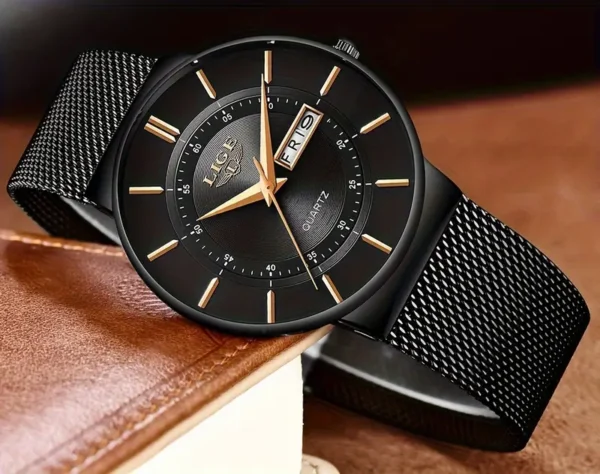 Montre à quartz ultra fine pour homme LIGE Montre à quartz ultra fine pour homme LIGE, bracelet en maille d'acier 4 octobre 2024 Kotazando