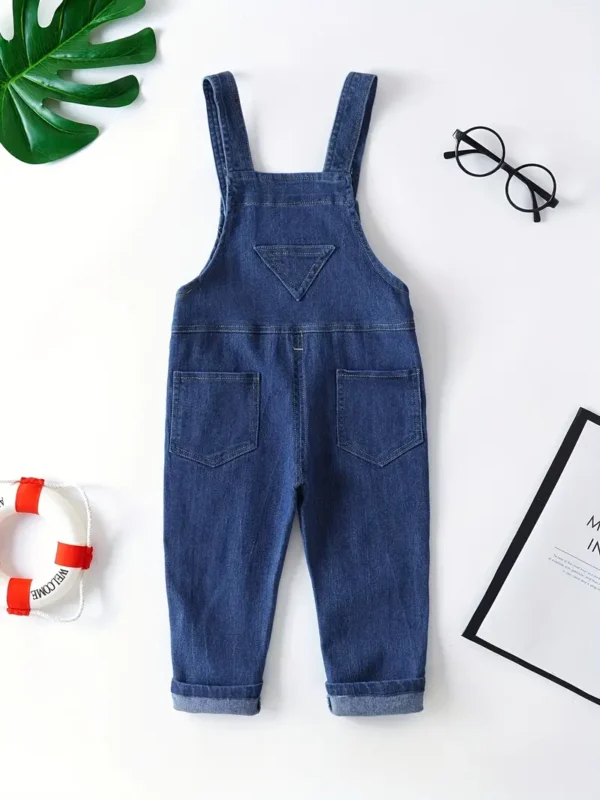Salopette en jean de coton pour tout-petits garçons, style décontracté, pantalon en jean à bretelles réglables avec poche pour un usage quotidien – Image 2