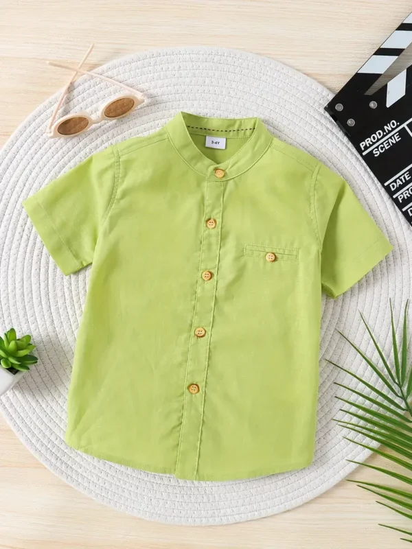 Chemise d'été de couleur unie pour garçons, hauts décontractés à manches courtes, vêtements pour garçons pour l'été en plein air