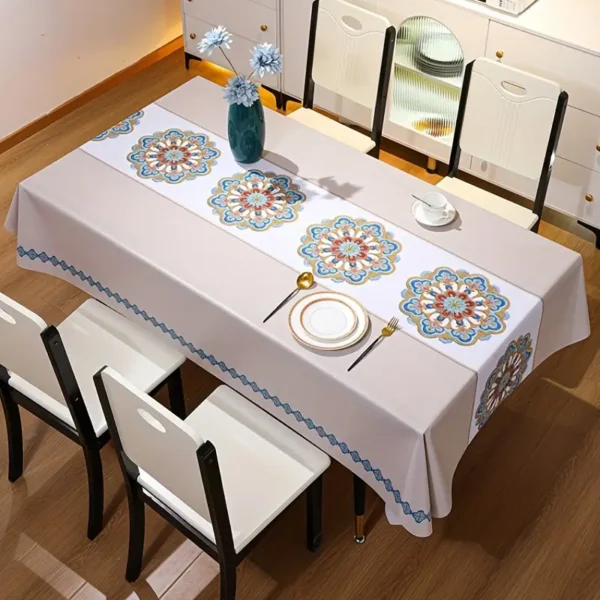 1pc 1pc, nappe à motif floral, imperméable, résistante à l'huile et lavable, nappe simple, table rectangulaire en PVC épais pour la maison, table à thé, style ethnique, décoration de la maison octobre 22, 2024 Kotazando