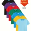 Lot de 7 t-shirts 100 coton pour enfants Lot de 7 t-shirts 100 % coton pour enfants - T-shirts unisexes à col ras du cou de couleur unie, hauts décontractés à manches courtes pour garçons et filles 26 décembre 2024 Kotazando
