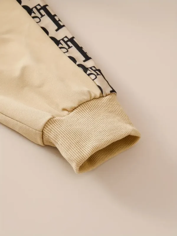 Ensemble de pantalons décontractés à manches longues pour enfants avec fermeture éclair, imprimé alphabet, tissu en polyester doux – Image 6