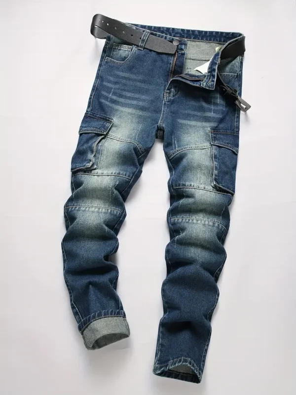 Jean slim d'inspiration vintage pour ados, Mélange de coton, taille mi-haute avec poches latérales, lavable en machine