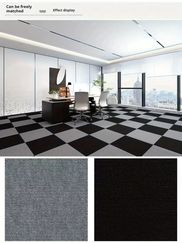 Dalles de moquette autocollantes carrées pour bureau et maison, tapis antidérapants en polyester avec envers en mousse, fabriqués à la machine, motif uni, Parfait pour la décoration de la chambre, du bureau et du porche (lot de plusieurs pièces) – Image 15