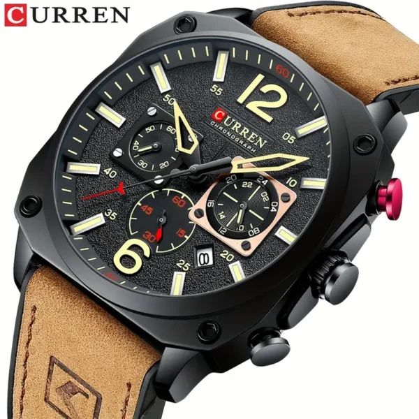 Montre à quartz de sport et de loisirs CURREN pour homme Montre à quartz de sport et de loisirs CURREN pour homme, montre de luxe en cuir PU, calendrier, design créatif, cadran, montre-bracelet avec date 4 octobre 2024 Kotazando