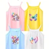 Lot de 4 singlet mignons à imprimé papillon Lot de 4 singlet mignons à imprimé papillon, poney et nœud pour fille, haut camisole coloré et doux, haut sans manches confortable et respirant à porter au quotidien, excellent cadeau octobre 29, 2024 Kotazando