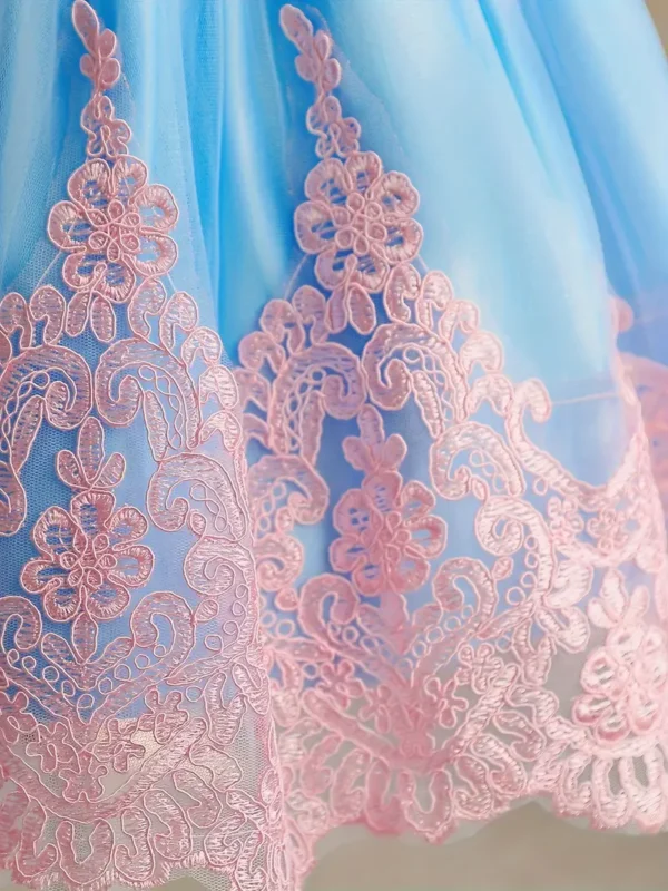 Robe de princesse élégante en dentelle brodée pour petite fille, robe de fête de premier anniversaire - Image 6