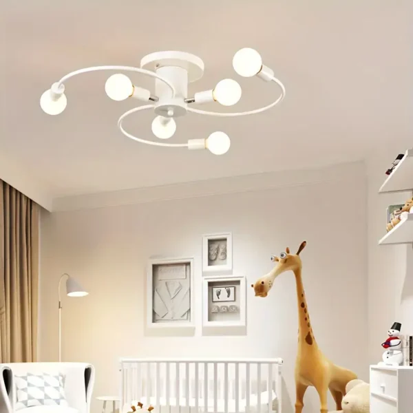 1 luminaire de plafond moderne semi-encastré, design à 6 bras, base E26/E27, 60 W, 220 V, convient pour salon, chambre, cuisine, bureau, salle de bain – Image 9