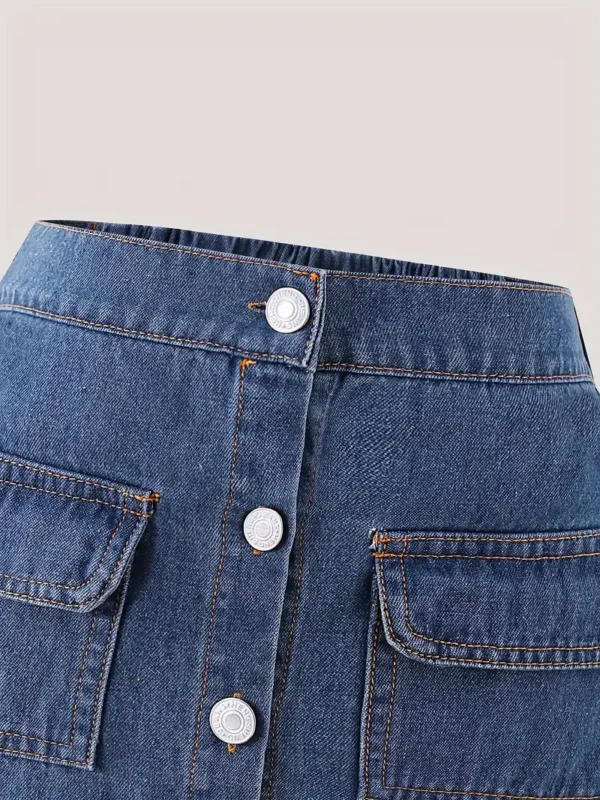 Jupe en jean cargo pour fille, couleur unie, poches sur le devant, jupe courte en jean, vêtements d'été pour fille – Image 6