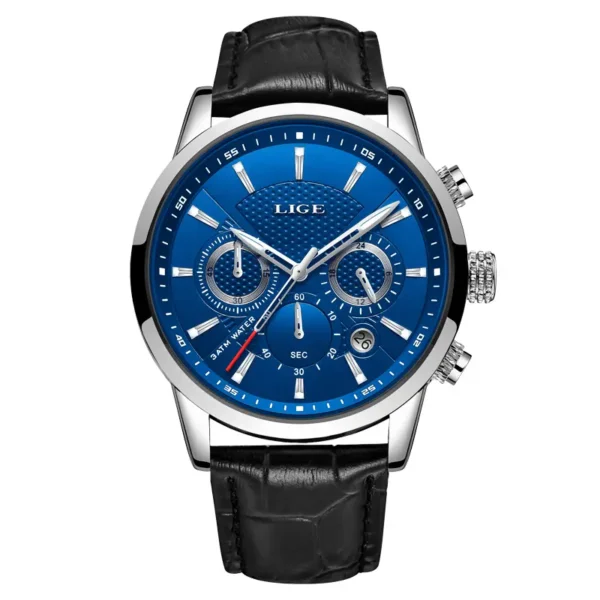 Montres Homme 2024 LIGE Top Marque Luxe, Casual Cuir Quartz Montre Homme, Horloge D'affaires Homme Sport Date Chronographe - Image 8