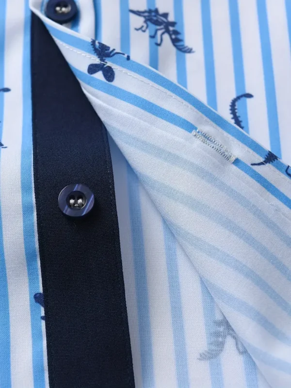 Chemises à rayures à imprimé dinosaure pour garçons, hauts à manches longues, hauts boutonnés, vêtements d'extérieur pour printemps et automne – Image 5