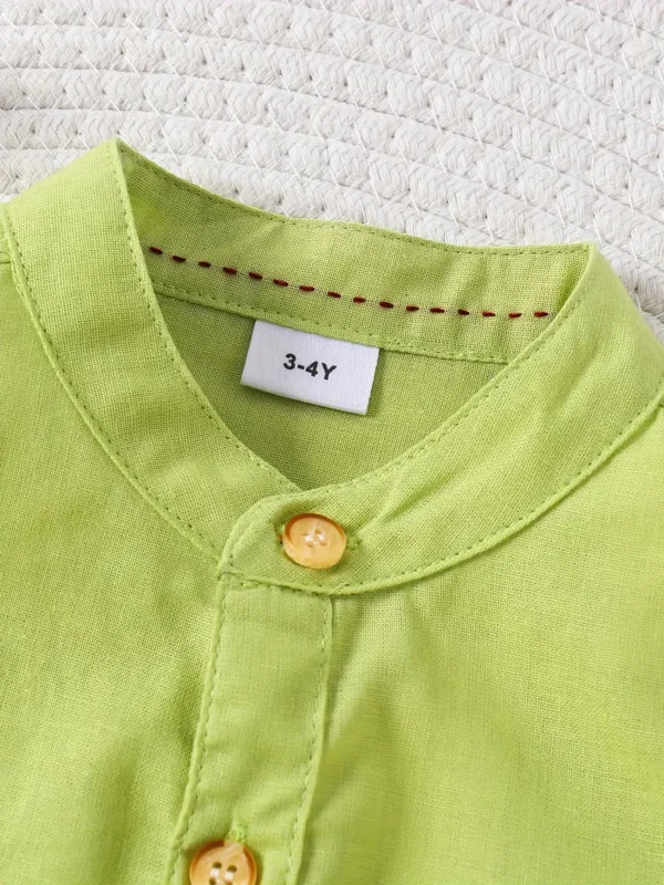 Chemise d'été de couleur unie pour garçons, hauts décontractés à manches courtes, vêtements pour garçons pour l'été en plein air – Image 4