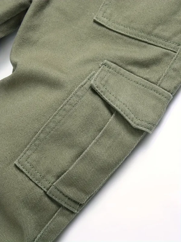 Pantalon cargo en denim multi-poches pour garçons, coton, pantalon décontracté de couleur unie, vêtements confortables toutes saisons – Image 4