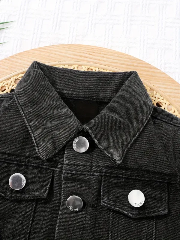 Veste en jean tendance pour bébé garçon, manteau à revers polyvalent à manches longues avec fausse poche - Image 2