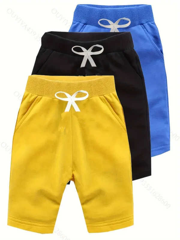 Lot de 3 shorts décontractés pour garçons, doux, confortables et respirants pour l'été, vêtements pour enfants