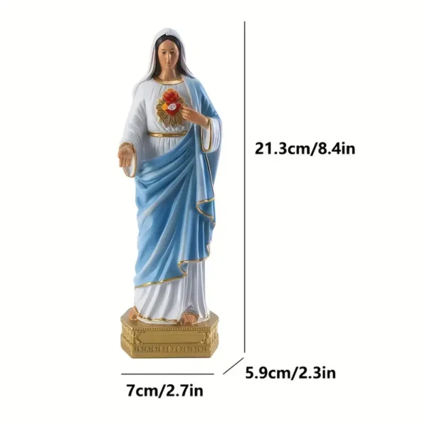 Statue de la Sainte Vierge Marie, Petite statue colorée en résine pour décoration de maison et de bureau, méditation zen, nature, anniversaire, Halloween, utilisation intérieure et extérieure – Image 6