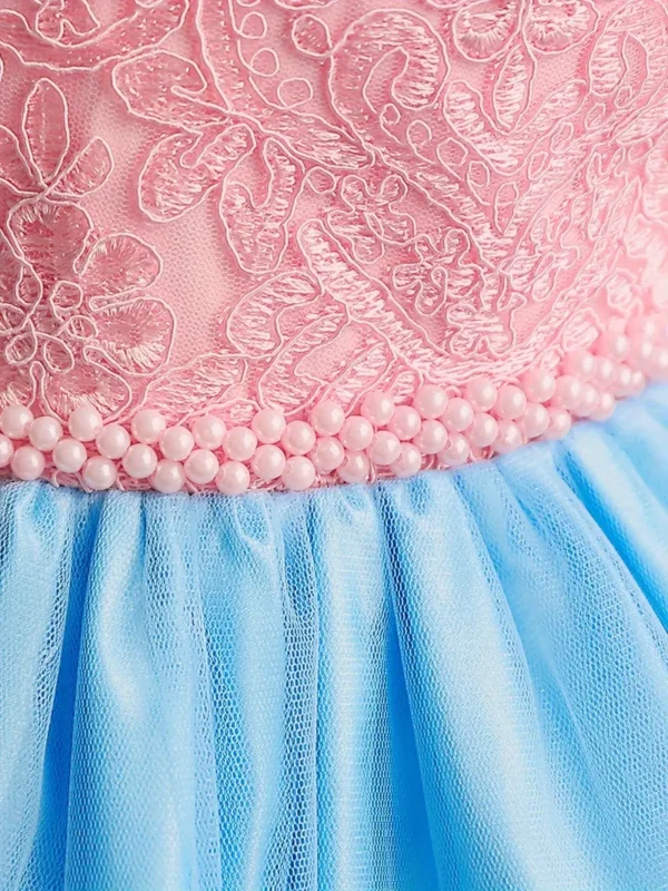 Robe de princesse élégante en dentelle brodée pour petite fille, robe de fête de premier anniversaire - Image 5