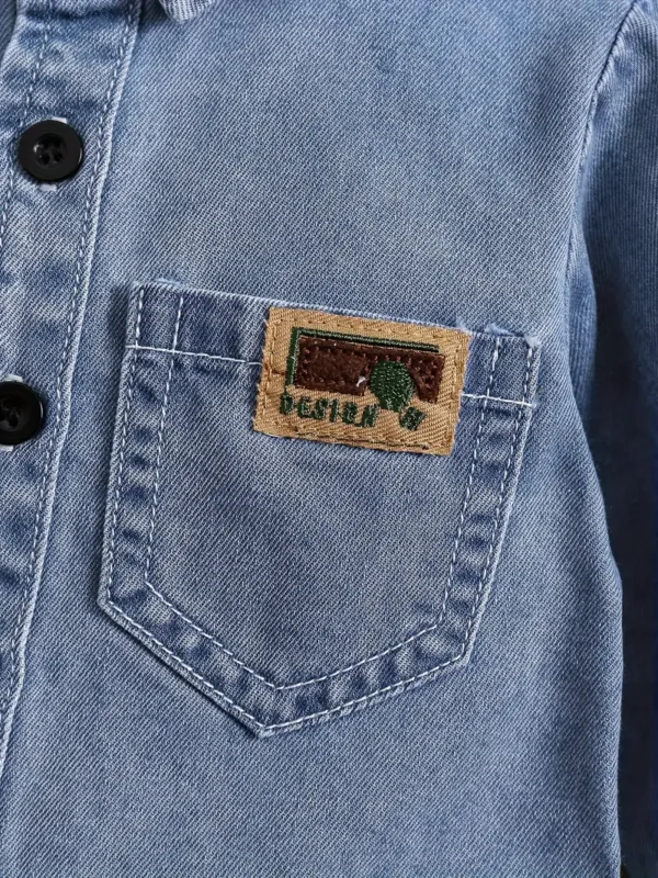 Veste en jean tendance pour bébé et tout-petit, chemise à broderie décorative, vêtements pour bébé garçon pour le printemps et l'automne - Image 4