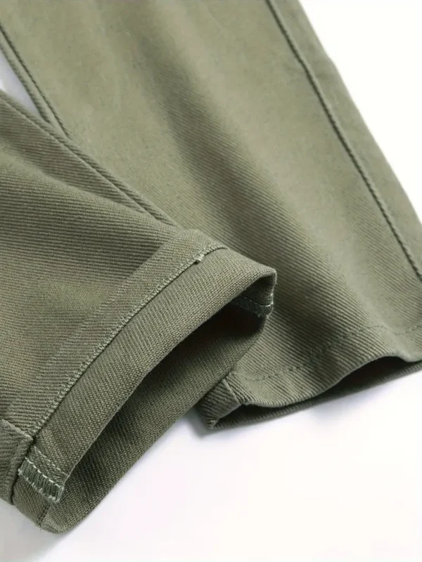 Pantalon cargo en denim multi-poches pour garçons, coton, pantalon décontracté de couleur unie, vêtements confortables toutes saisons – Image 6