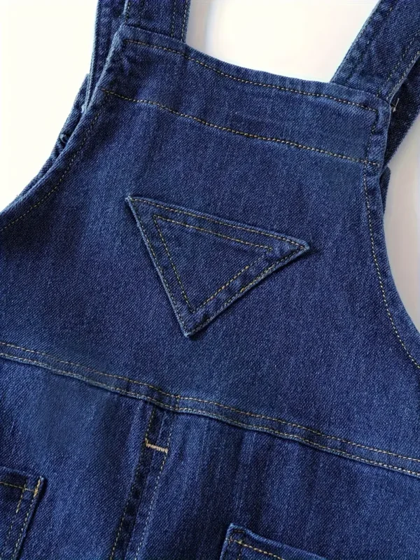 Salopette en jean de coton pour tout-petits garçons, style décontracté, pantalon en jean à bretelles réglables avec poche pour un usage quotidien – Image 3