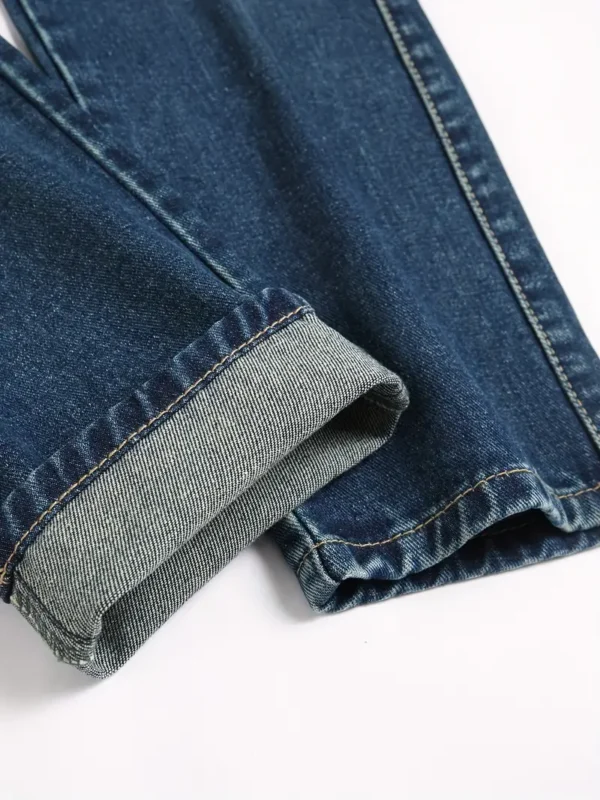 Jean slim d'inspiration vintage pour ados, Mélange de coton, taille mi-haute avec poches latérales, lavable en machine – Image 3