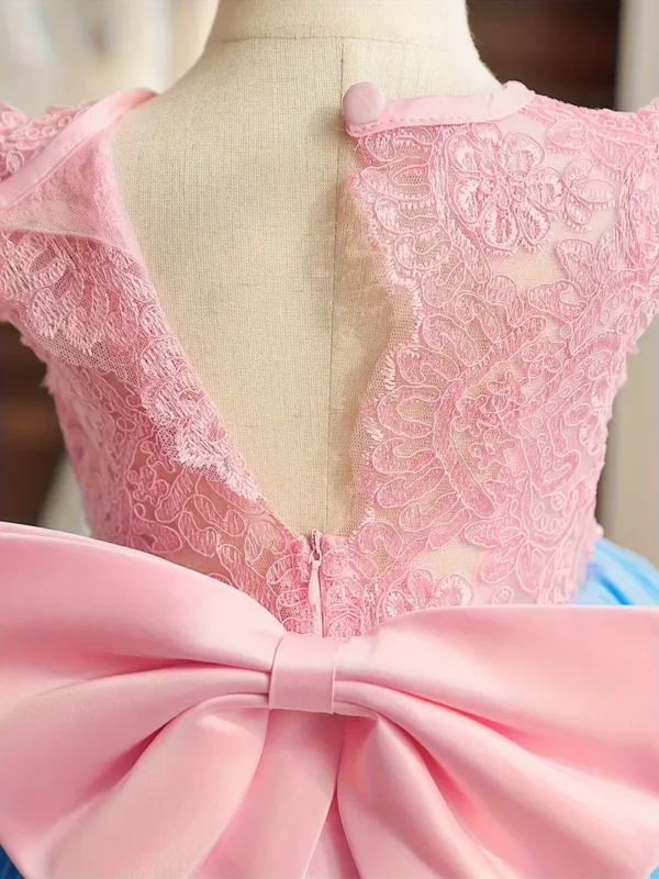 Robe de princesse élégante en dentelle brodée pour petite fille, robe de fête de premier anniversaire - Image 4