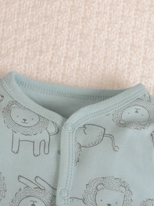 Ensemble de 3 grenouillères unisexes à manches longues pour nouveau-né, barboteuses pour bébé avec imprimés mignons de lapin, de dinosaure et de lion, styles décontractés doux et respectueux de la peau – Image 7