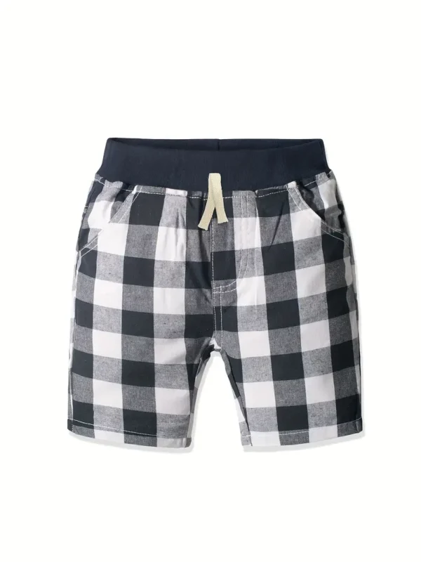 Lot de 3 culottes classiques à carreaux confortables et créatifs pour garçons, shorts décontractés pour l'été en plein air – Image 3